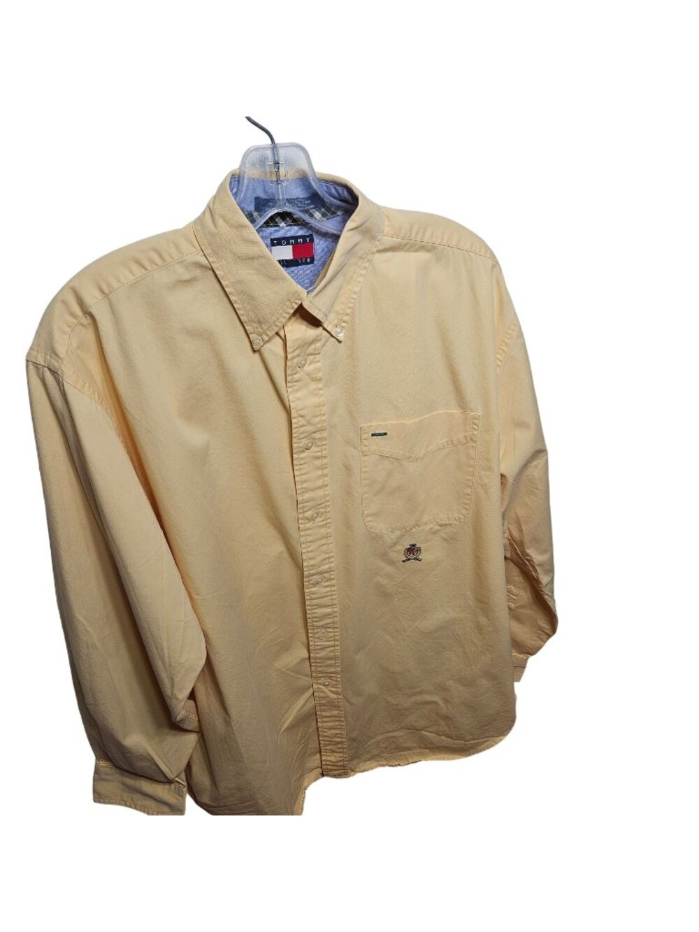 Tommy Hilfiger Mens Yellow Long-Sleeve Button-Down Shirt Size L 100% Cotton